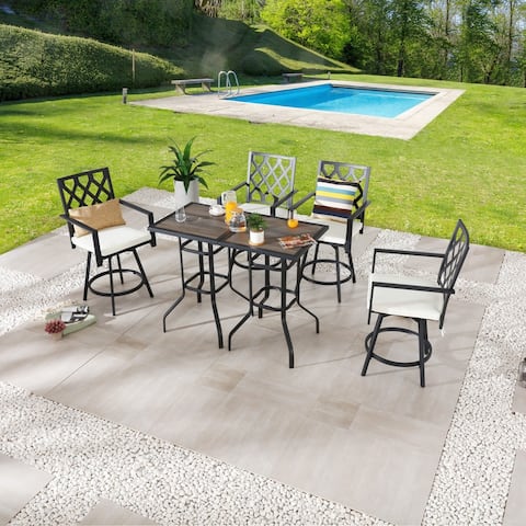 Patio Festival 6 Piece Outdoor Dining Set with Beige Cushions