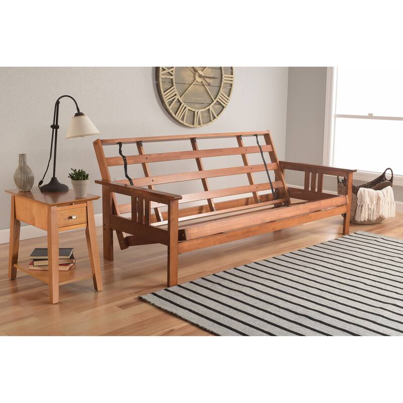 Porch & Den Kern Beli Grey/Brown Linen/Wood Futon Set