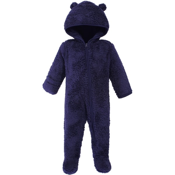 slide 1 of 1, Hudson Baby Faux Shearling Bunting 1pk, Navy Bear 0-3 Months - Navy Bear