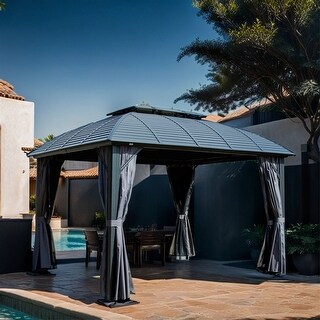 Hardtop Gazebo with Aluminum Frame and Galvanized Double Roof - Bed ...
