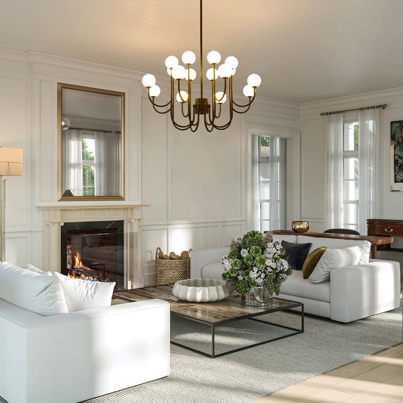 Modern Farmhouse Light Fixture 16 Light Black Sputnik Chandelier - 36.61x36.61x72.27in