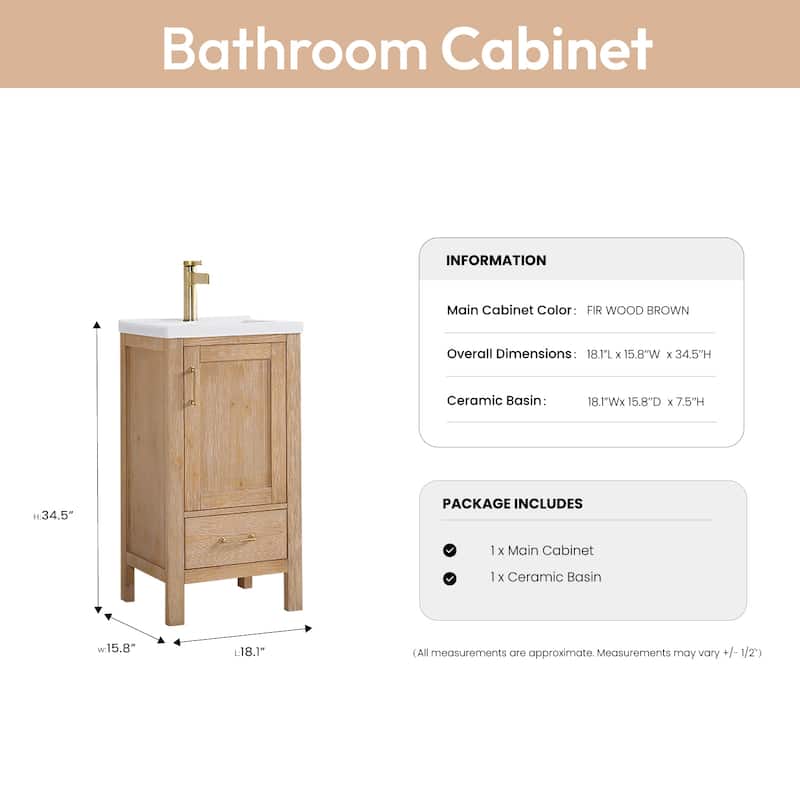 Gela Single Bath Vanity with Ceramic Basin Top without Mirror
