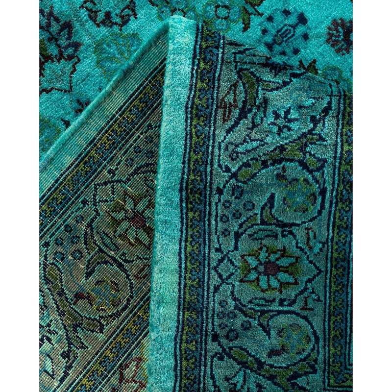Overton Hand Knotted Wool Vintage Inspired Modern Contemporary Overdyed Blue Runner Rug - 2' 7" x 10' 4"
