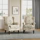 Upholstered Nailhead Trim Armchair Wingback Accent Chairs Set of 2