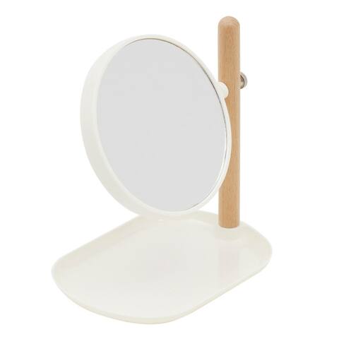 Cosmetic Mirror with Tray, (2x Magnification), Ivory