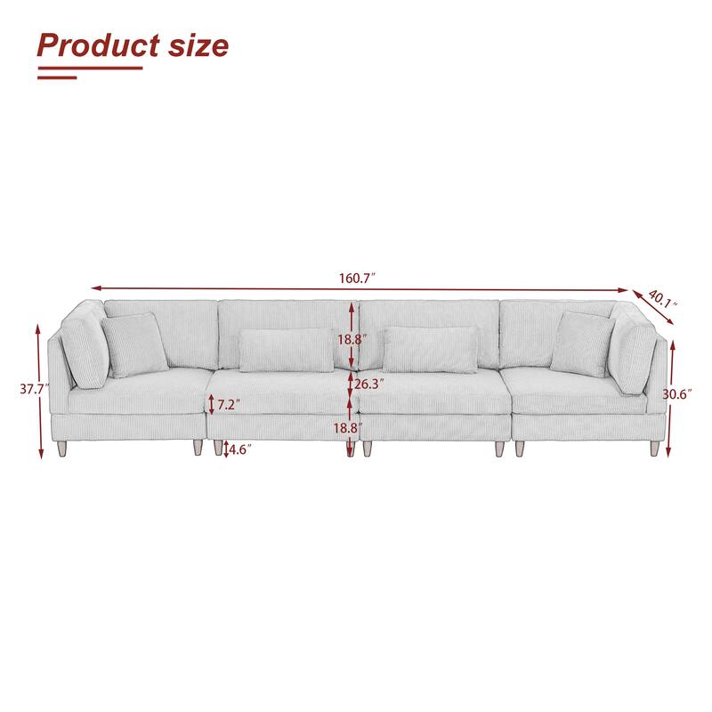 Multi-Combination Couch Modular Corduroy Sectional Sofa