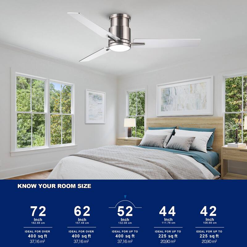 YUHAO Kaleido 48 in. Indoor Matte Black Ceiling Fans with 3-Colors Integrated LED and Dual-Finish Blades
