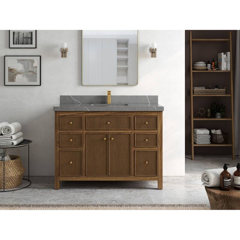Willow Collections 48 in. W x 22 in. D Sonoma Teak Single Sink Bathroom Vanity with Countertop