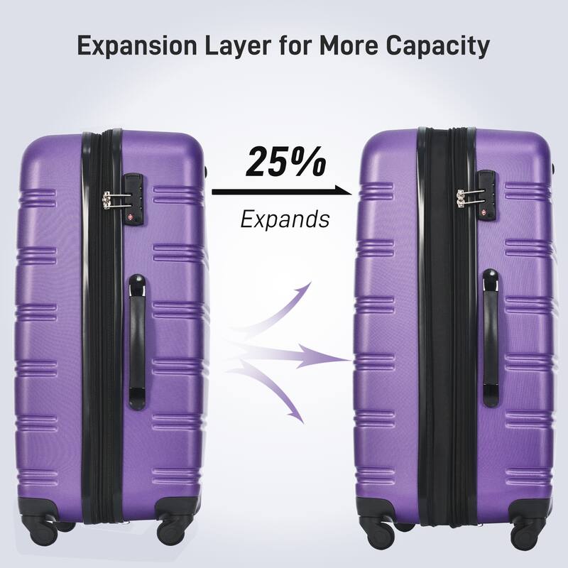 Merax Luggage Set with Spinner Wheels and TSA Lock, 3 Pieces Expandable Hardside Suitcase for Travel, Hardshell Luggage Sets