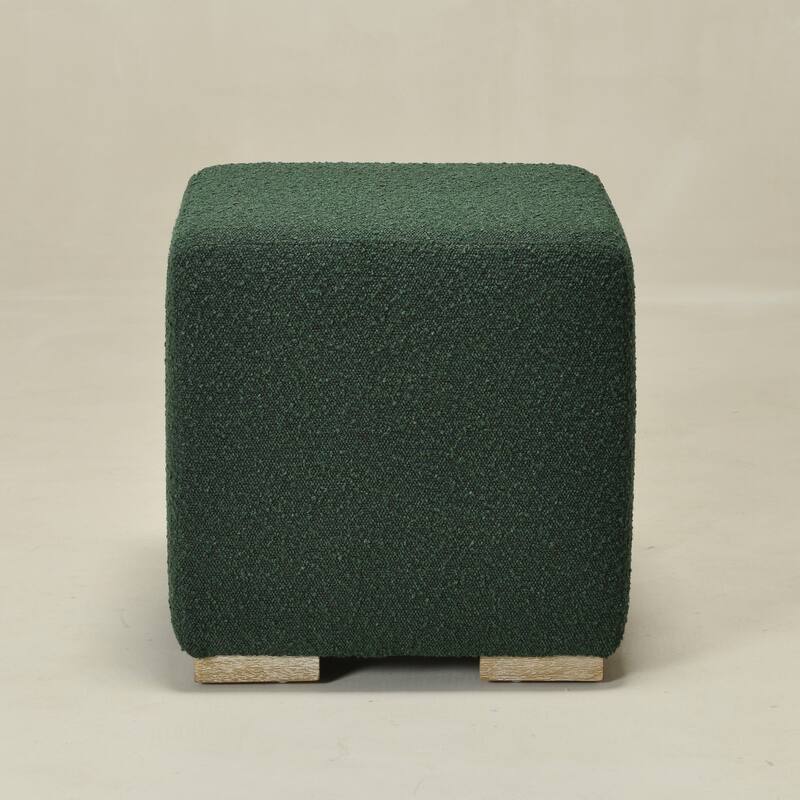 KINWELL 18.5" W Square Boucle Upholstered Ottoman Entryway Footstool