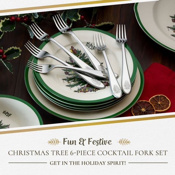 Spode Christmas Tree 20-Piece Flatware Set - Stainless Steel, Embossed Holiday Design, Dishwasher Safe