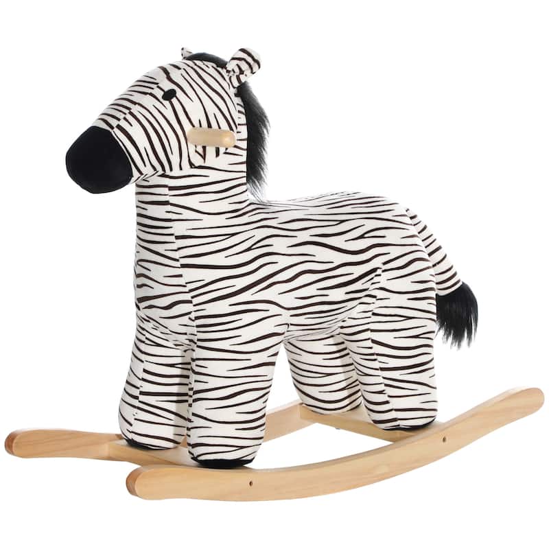 Cute Zebra Rocking Horse for Toddlers with Realistic Sounds, Plush Comfort, and Safe Handle Grips - 2-4 Years Old