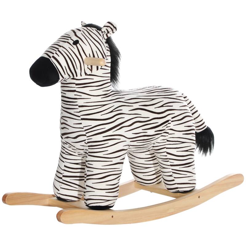 Rocking Horse, Kids Rocking Animal, Zebra Shaped Ride on Horse with Realistic Sound for Boys & Girls 2-4 Years, Black