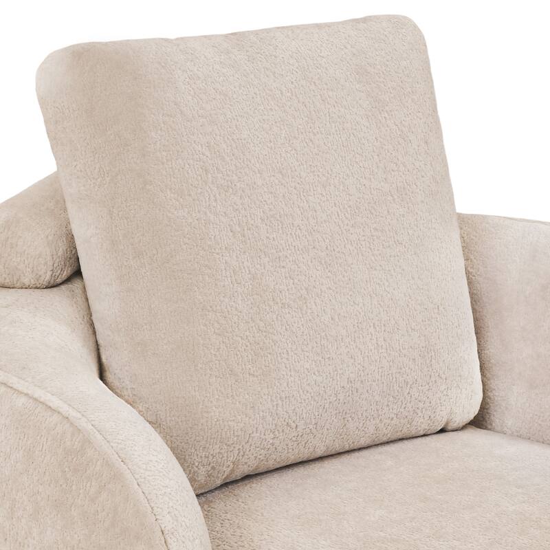Modern Set of 2 Chenille Wooden Swivel Barrel Chair Upholstered Ergonomic Design
