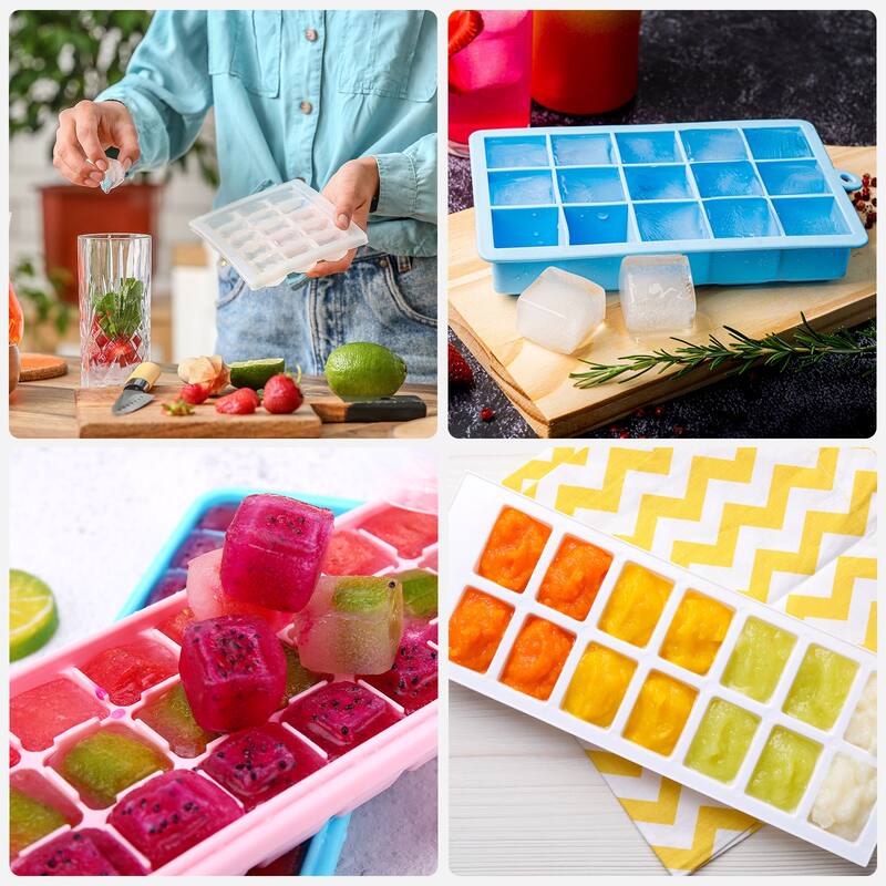 3 Pack Silicone Ice Cube Tray for Freezer 15 Cube Per Tray