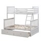 preview thumbnail 5 of 5, White Twin over Full Size Solid Wood Stairway Bunk Bed with Ladder and Fence for Bedroom
