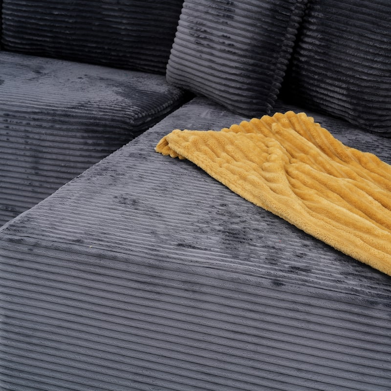 Corduroy L-Shaped Sofa Modular Movable Applicable Living Room Furniture Sets