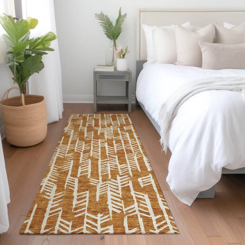 Premium Washable Super Soft Modern Arrows Mayfield Rug - Copper - 2'3" x 7'6"