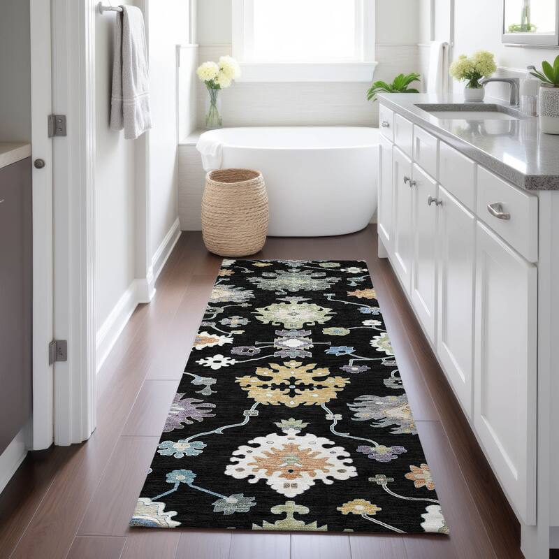 Machine Washable Indoor/ Outdoor Traditonal Delhi Chantille Rug
