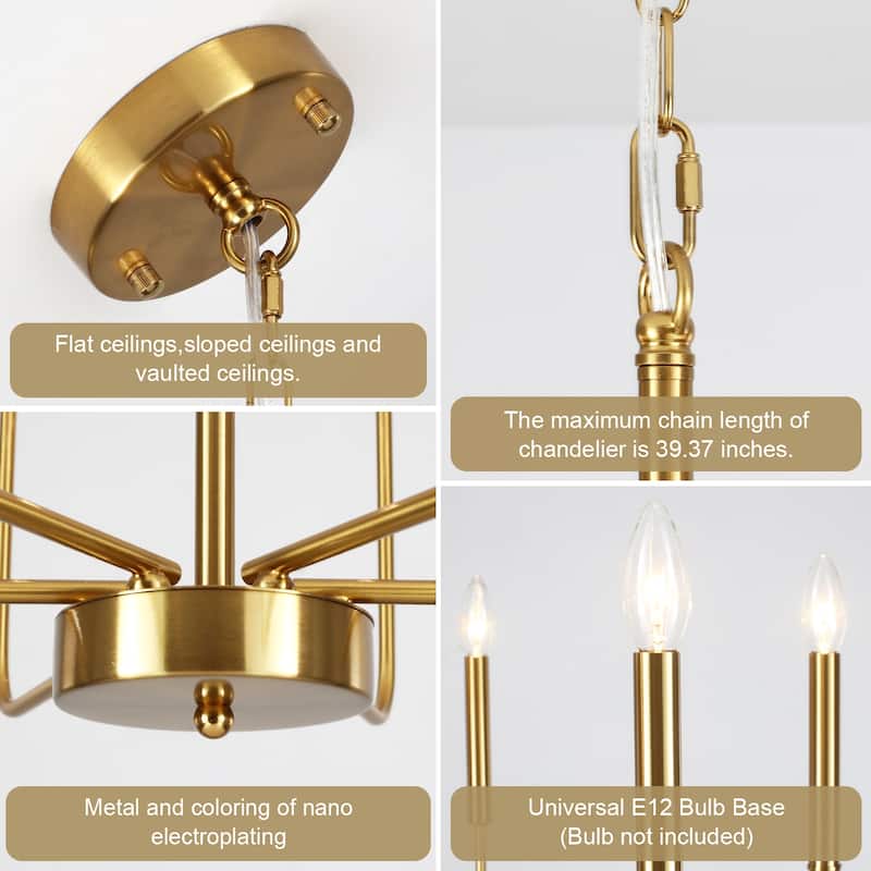 6-Light W26.18" x H66.92" Candle Chandelier for Living Room Kitchen Island
