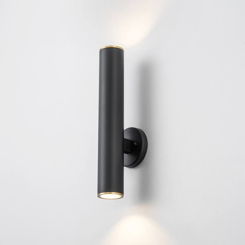 2-Light Modern Linear Cylinder Waterproof Integrated LED Outdoor Light for Patio - 4.7 in. W x 17.7 in. H x 5 in. D