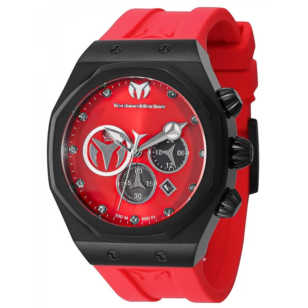 Technomarine Men's TM-523003 Reef Quartz Chronograph Black, Silver, Red Dial Watch