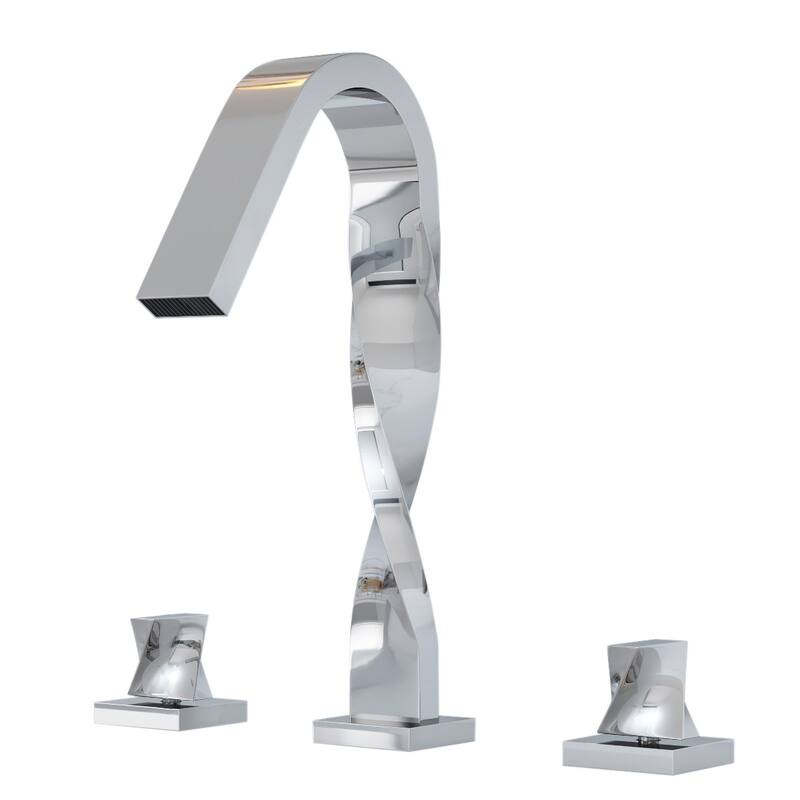 Unique Design 2 Handle Waterfall Widespread Bathroom Sink Faucet