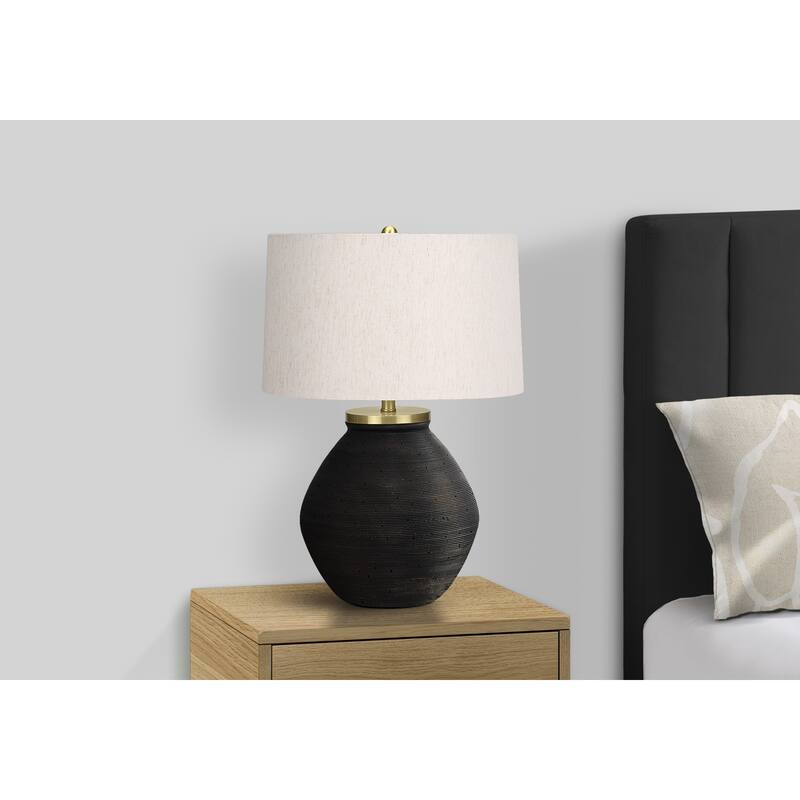 Lighting, 25"h, Table Lamp, Black Concrete, Ivory / Cream Shade, Contemporary