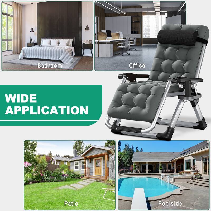 DoCred Zero Gravity Chair Lawn Lounger Chair with Pillow 2pcs