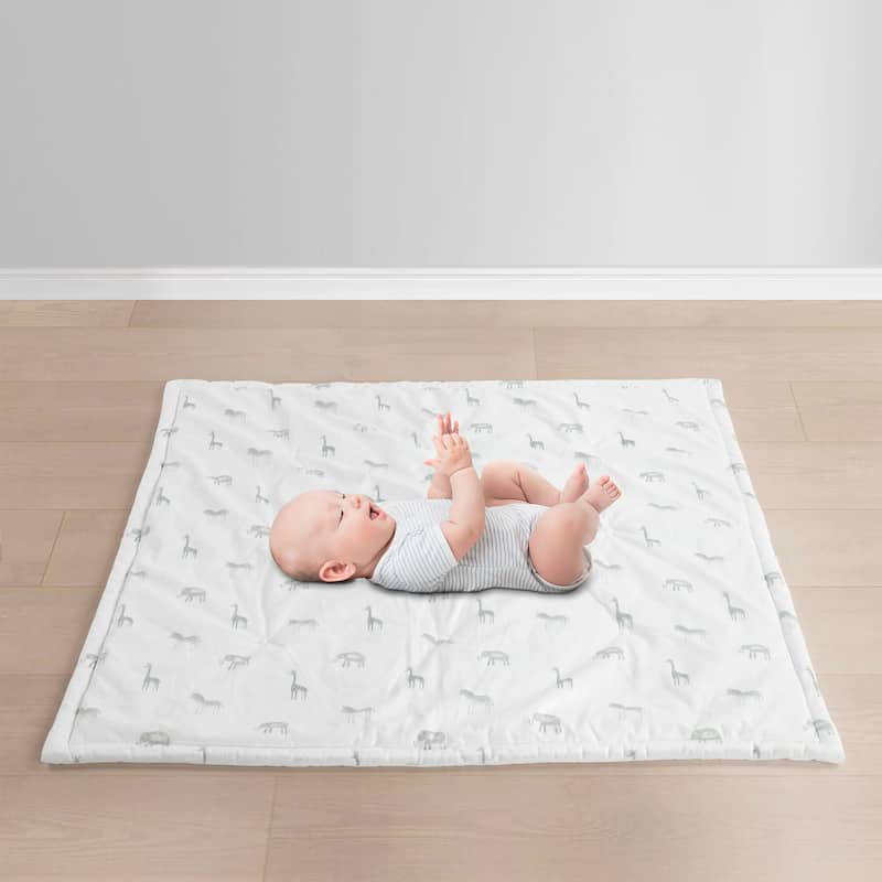 Lush Decor Jungle Adventure Baby Square With Border Play Mat - Gray