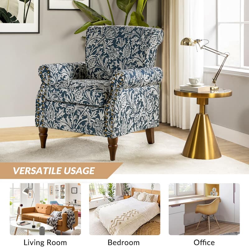 Nyctelius Nailhead Trim Traditional Accent Armchair with Rolled Arms by HULALA HOME