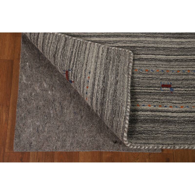 Hand Knotted Oriental 100% Wool Carpet Tribal Tribal Greys & Charcoal Gabbeh Area Rug - 7' 8'' X 5' 0''
