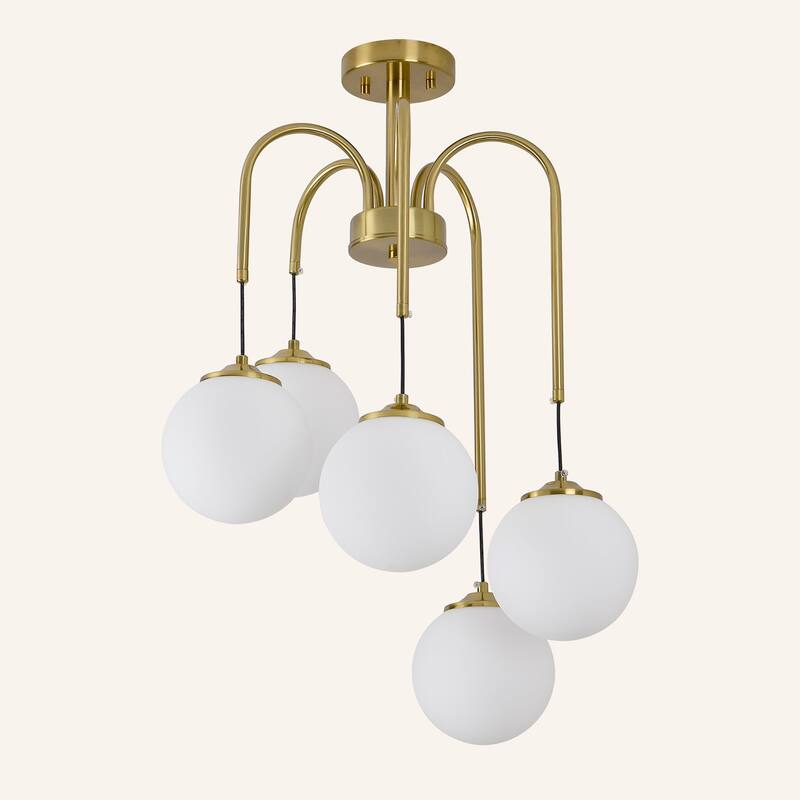 5-Light Sputnik Semi Flush Mount - Brass