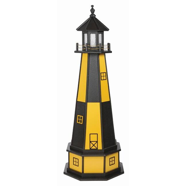 Cape Henry Black and Lemon Yellow Poly Lighthouse with Base Bed Bath