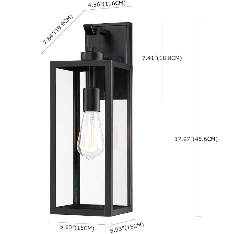 1-Light Matte Black Modern Outdoor Wall Lantern