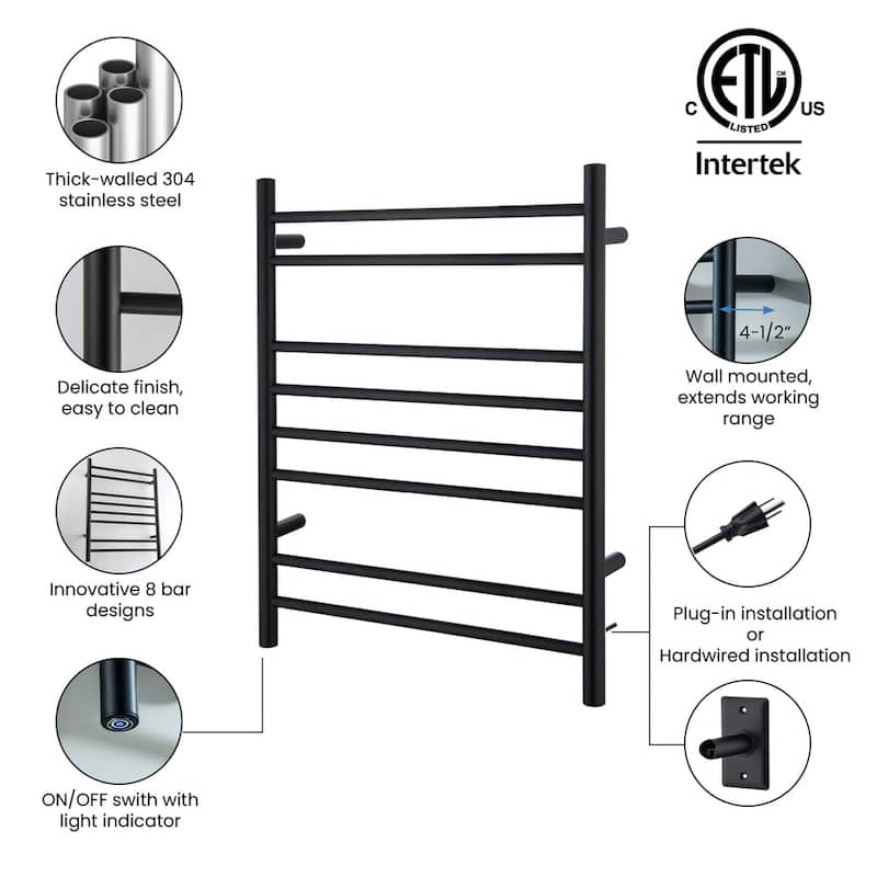 24"W x 30-1/4"H ETL Certified Hardwired/Plug-in Wall Mounted Towel Warmer