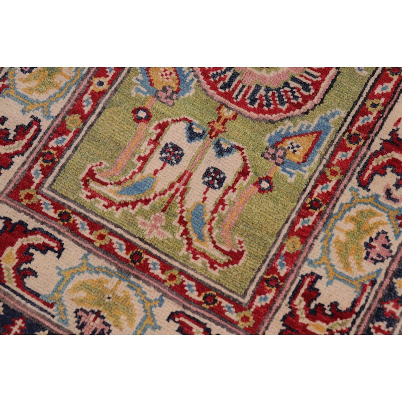 Southwestern Kazak Johnny Green/Beige Wool Rug - 2'0'' x 3'0''