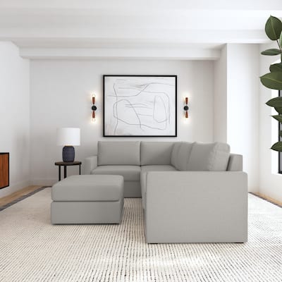 4-Seat Sectional with Standard Arms & Ottoman - 103" x 35" x 72"