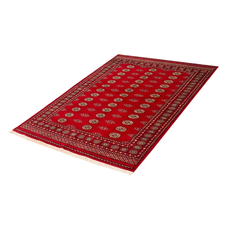 ECARPETGALLERY Hand-knotted Peshawar Bokhara Red Wool Rug - 5'7 x 8'0