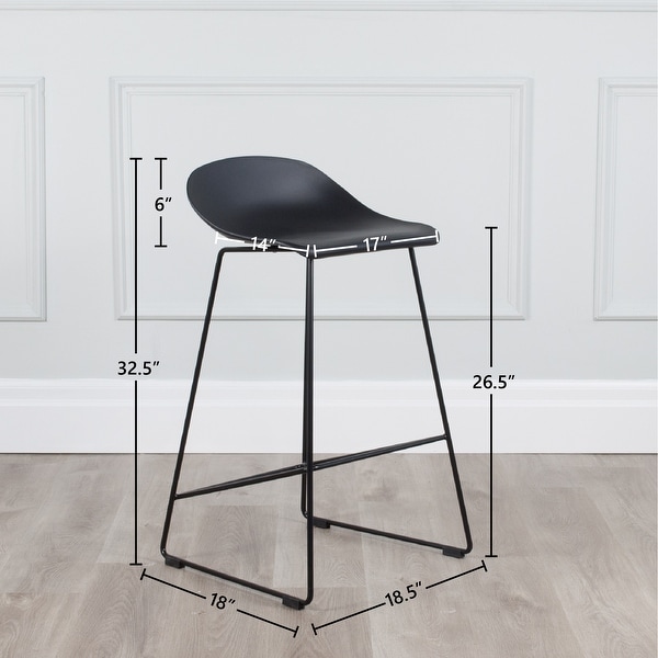 Set of 2 Escape Contract Grade Plastic Metal Sled Counter Stool