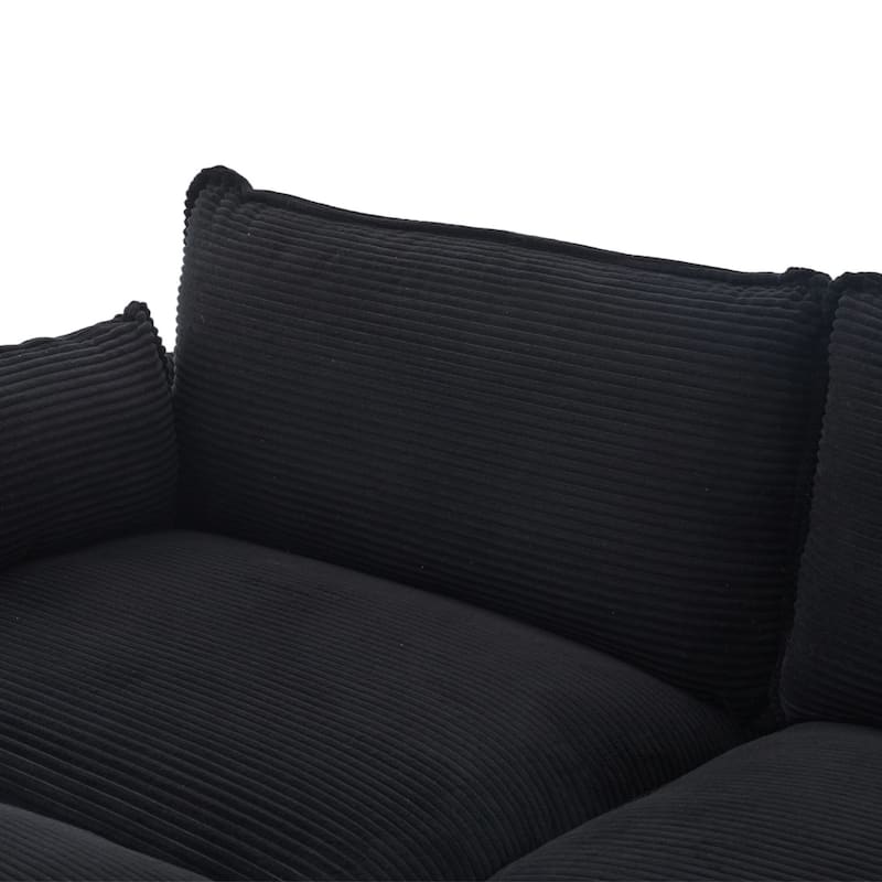 102.95" L-Shaped Corduroy Sectional Sofa with Movable Ottoman