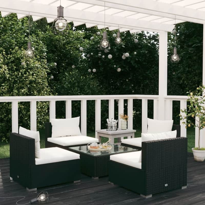 vidaXL Patio Lounge Set Outdoor Sectional Sofa Set Table Garden Poly Rattan - 27.6" x 27.6" x 23.8"
