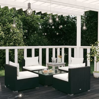 vidaXL Patio Lounge Set Outdoor Sectional Sofa Set Table Garden Poly Rattan - 27.6" x 27.6" x 23.8"