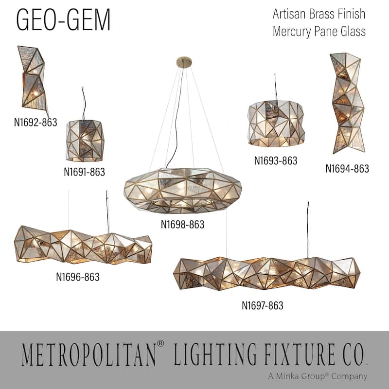 Metropolitan N1696 Geo-Gem 6 Light 48" Wide Linear Chandelier