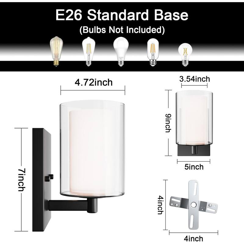2 modern wall light black vanity lights glass bathroom light
