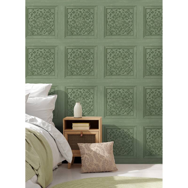 Fine Decor Albie Moss Carved Panel Wallpaper