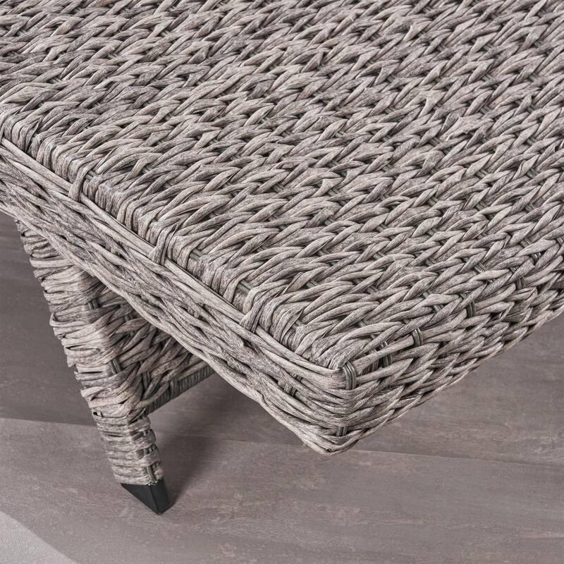 Rustic Outdoor Aluminum Frame Wicker Recliner Set of 2