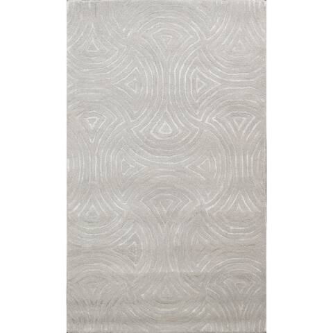 Modern Trellis Oriental Wool/ Silk Area Rug Hand-Tufted Foyer Carpet - 4'0" x 6'0"