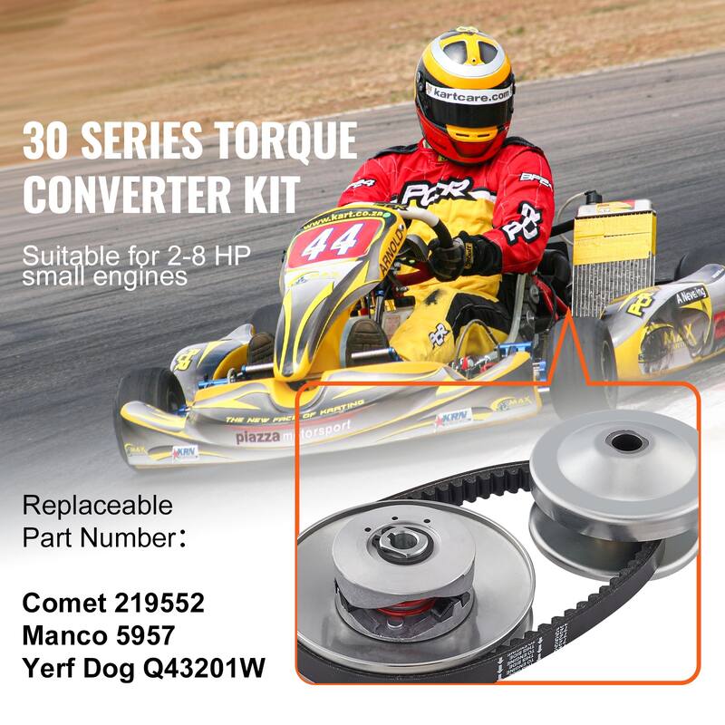 Driven Clutch Kit for Go-Kart Asymmetrical Driver Pulley Replacement with Drive Belt