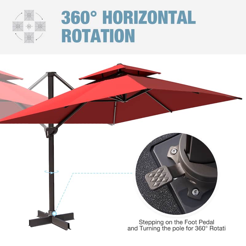 VredHom Outdoor 10x13 Ft Patio Dual Wind Vent Offset Cantilever Umbrella